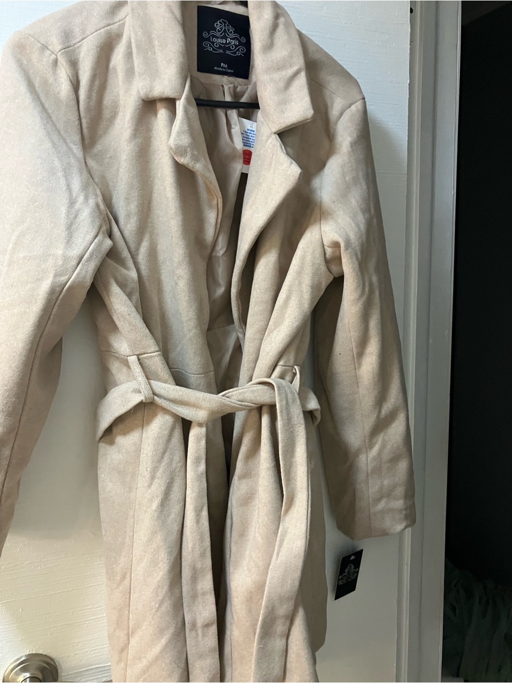 Lulu's Cream Suede-Look Belted Pea Coat